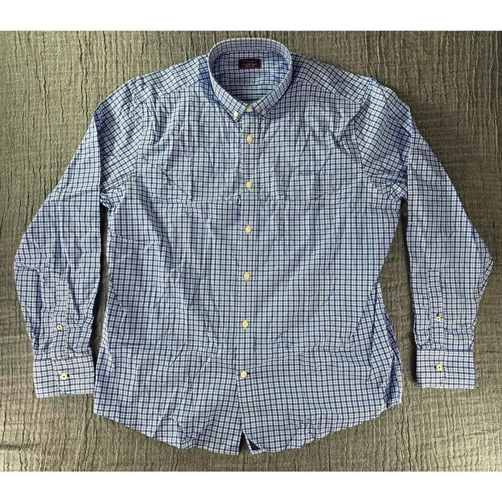 UNTUCKit Men's Moletto XX-Large XXL‎ Long Sleeve Blue Check Stretch Button Down